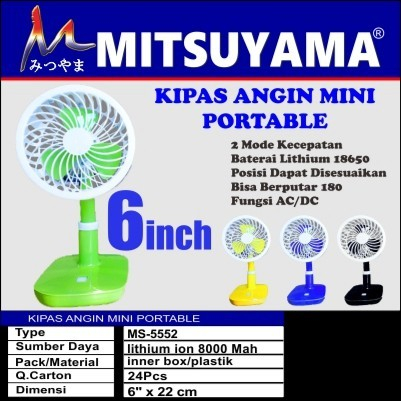 Barangunik2021 -Kipas Angin Meja Portable Emergency Desk Fan 6 inch Mitsuyama MS-5552