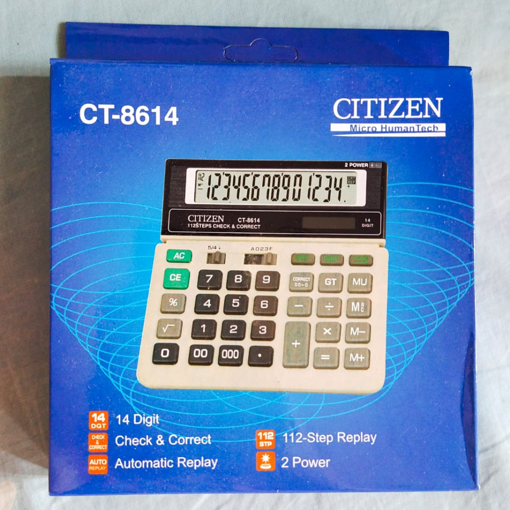 

Kalkulator Citizen CT 8614 Calculator Alat Hitung 14 digit