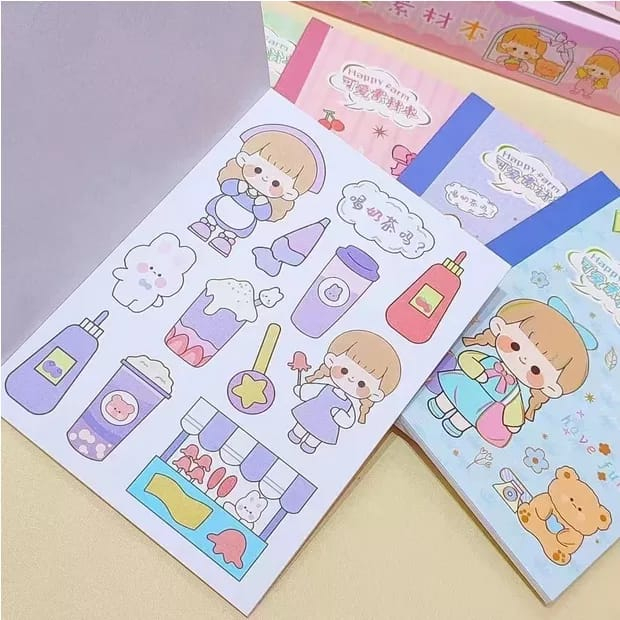 

Stiker 2D Buku | Dekorasi Buku Catatan kertas lucu stiker isi 12 Lembar