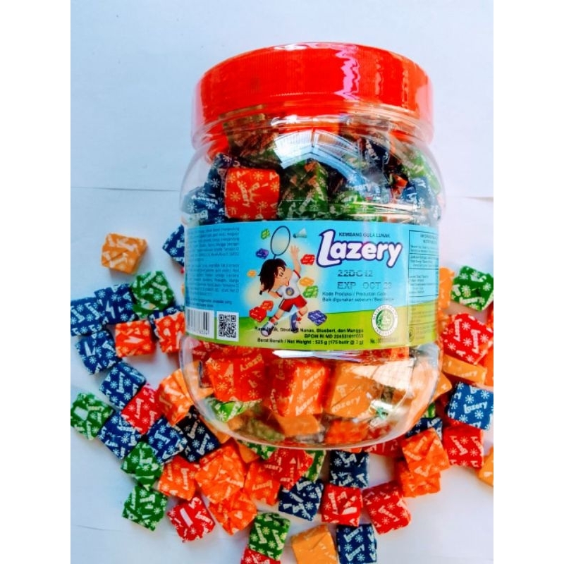 

grosir permen lazery kotak toples rasa buah (isi 175 butir)