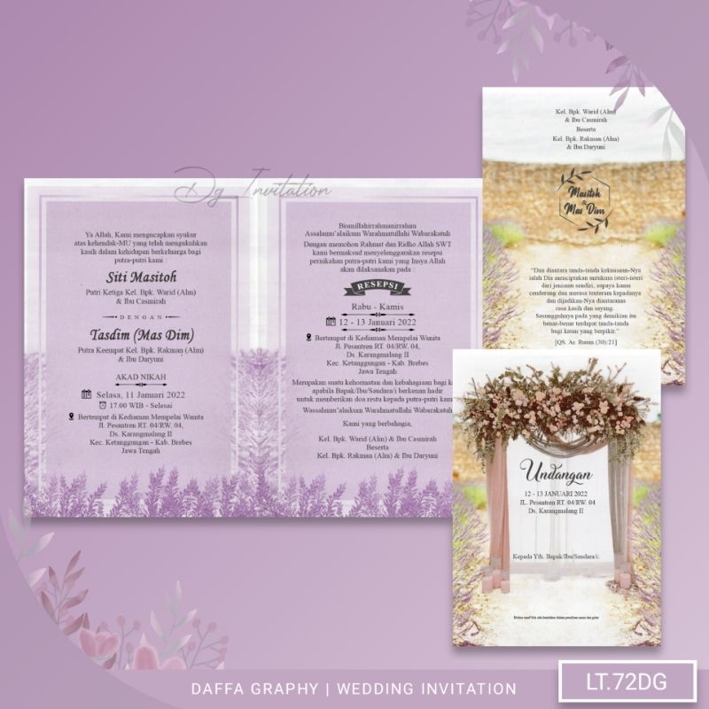 [50 Pcs] Undangan Pernikahan LT.72DG | Free Plastik, Label, Kartu Ucapan dan Video Undangan Digital 