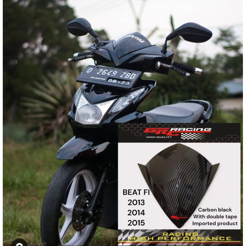 Visor variasi honda beat injeksi 2013 2014 2015 bahan full akrilik motif carbon import free doubel tape