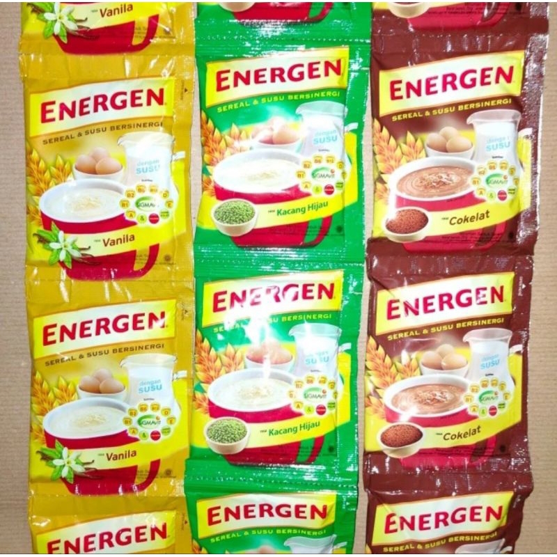 

Energen Coklat / Kacang Hijau / Vanilla/ Champions Coklat