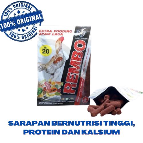 REMBO EXTRA FOODING dan multivitamin ayam laga isi 20 butir