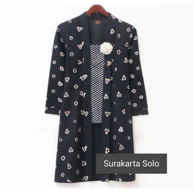 baju batik wanita modern solo motif jumputan hitam size S-XXXL