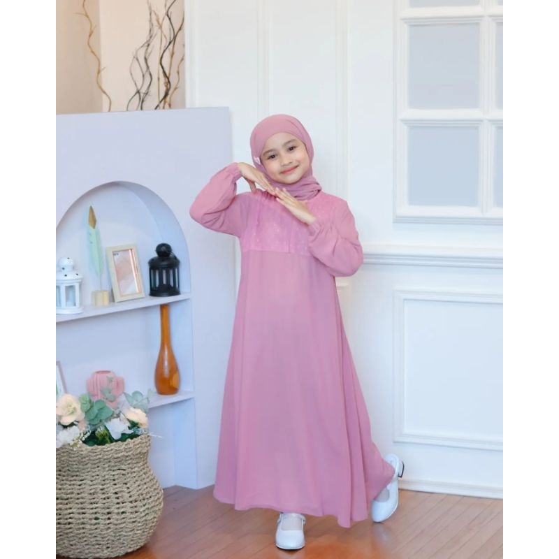 GAMIS PESTA ANAK ANAK 9-12 TAHUN/NAFISHA SYARI KIDS DRESS ANAK SET OUTER KEKINIAN/FASHION MUSLIM ANAK PEREMPUAN 2024/FAR MOSLEMSTORE