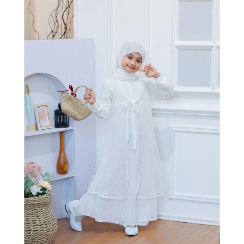 GAMIS PESTA ANAK ANAK 9-12 TAHUN/NAFISHA SYARI KIDS DRESS ANAK SET OUTER KEKINIAN/FASHION MUSLIM ANAK PEREMPUAN 2024/FAR MOSLEMSTORE