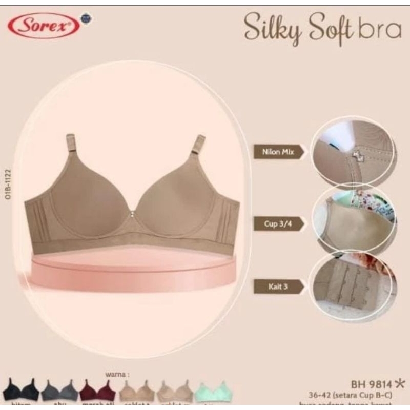 Bh Sorex 9814 silky soft bra cup besar tanpa kawat