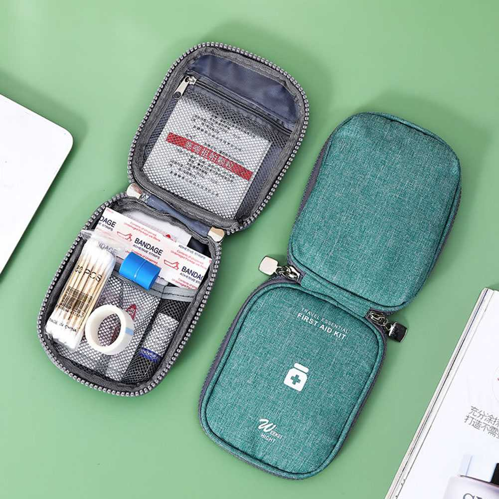 Tas Obat P3K Travel First Aid Kit Bag Portable 14x11x3cm Tempat Penyimpanan Obat Ringkas Berkualitas