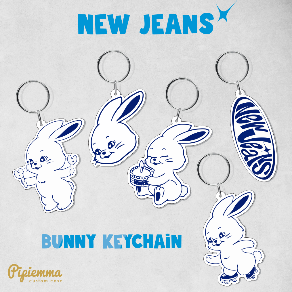 New Jeans Bunny Keychain Gantungan Kunci Kelinci Akrilik Keyring KPOP IDOL NEW