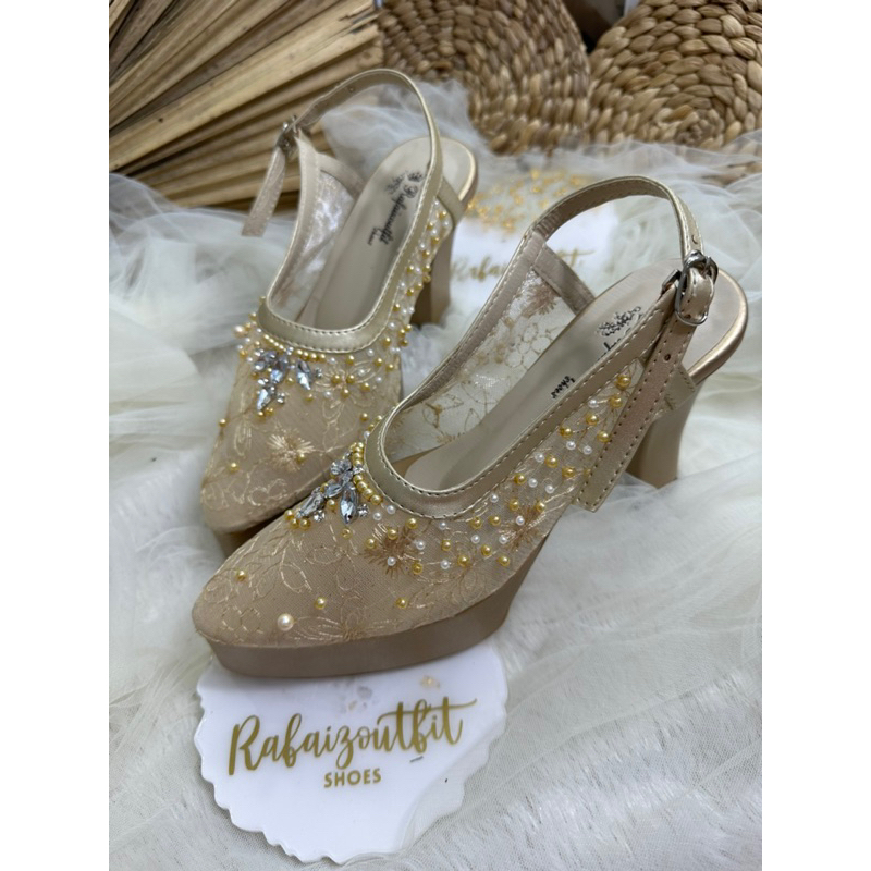 sepatu pesta wedding gold keisya 10cm