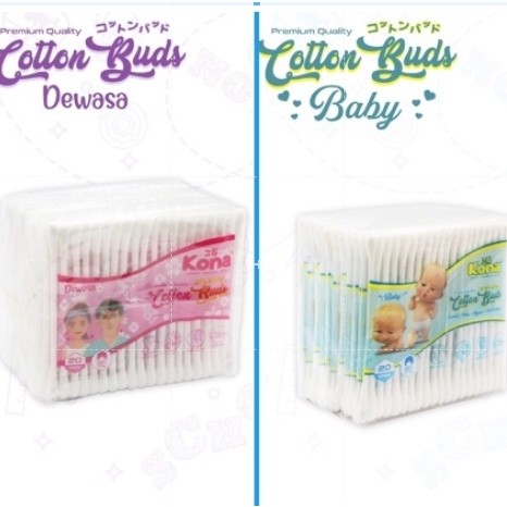 Cotton Bud Merk Kona Dewasa dan Anak Bayi isi 240 Stik (1 PACK) cutton buds kapas pembersih telinga korek kuping