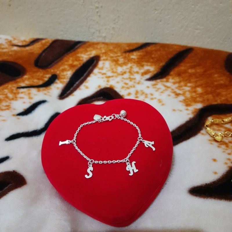 (COD) GELANG  NAMA HURUF SATU-SATU PERAK ASLI