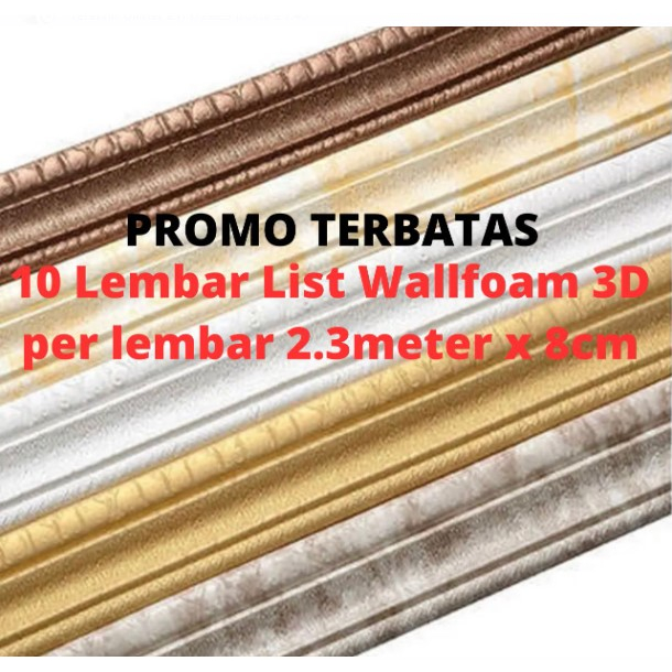 10 LEMBAR List Wallpaper Foam 3D 230 x 8cm