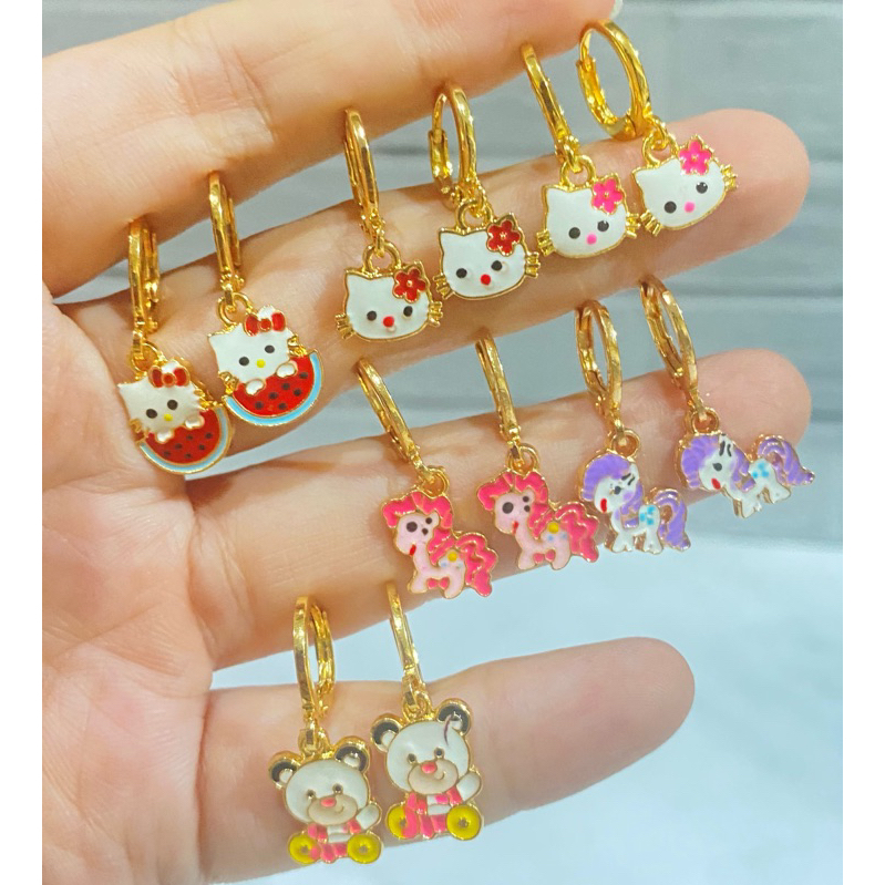 ANTING WARNA EMAS ANAK HELLO KITTY UNICORN TEDDY BEAR