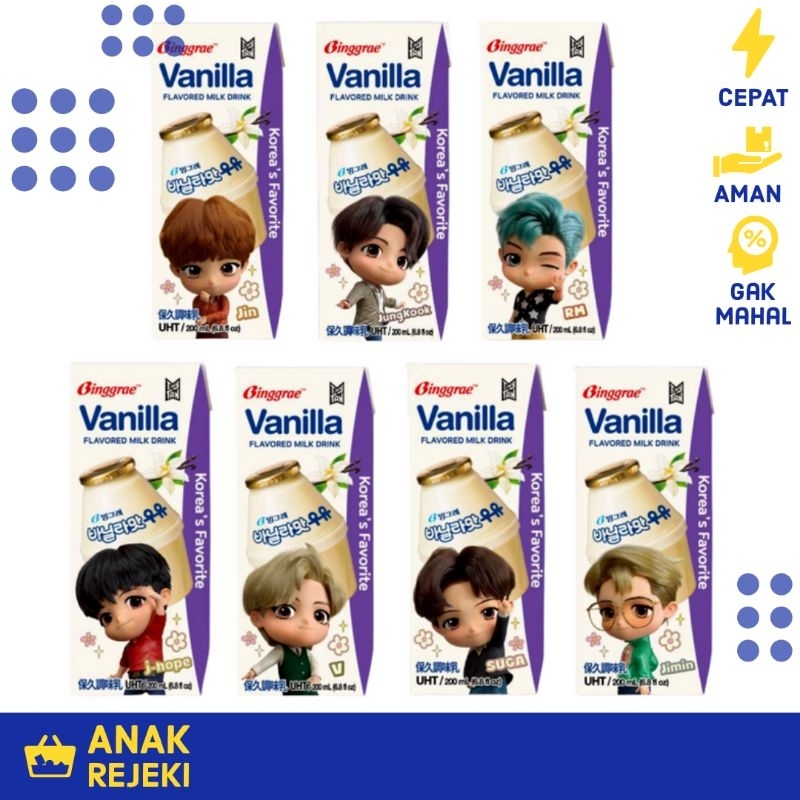 

Binggrae Vanilla Milk UHT 200ml - Susu Vanila Bingrae BTS Bingre Korea Drakor