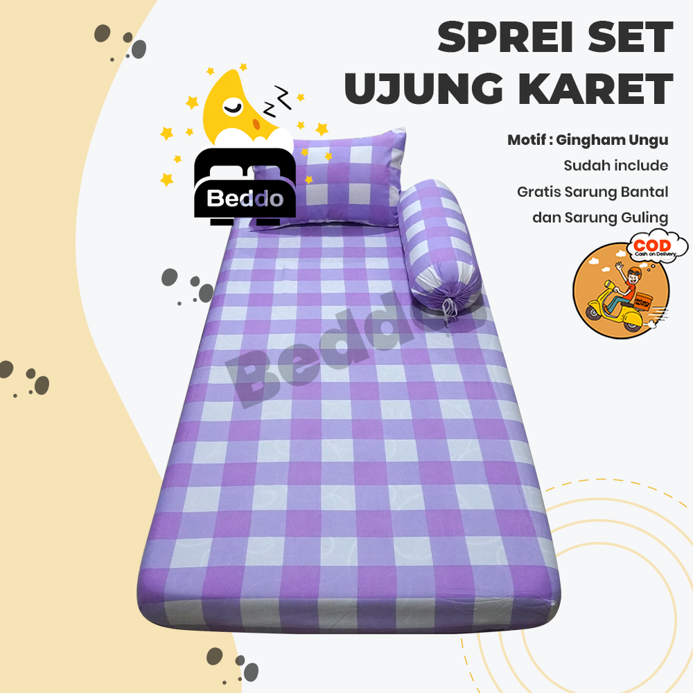 Sprei Single Motif Kotak Gingham Aesthetic Korean Style