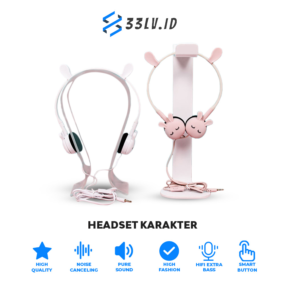 【33LV.ID】Headset Bando Karakter warna bass full terbaru