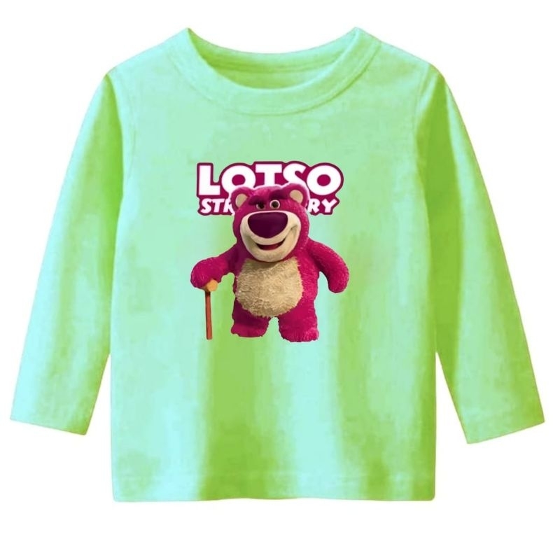 Atasan Kaos anak lengan panjang  usia 1-12 Tahun Pinky bear