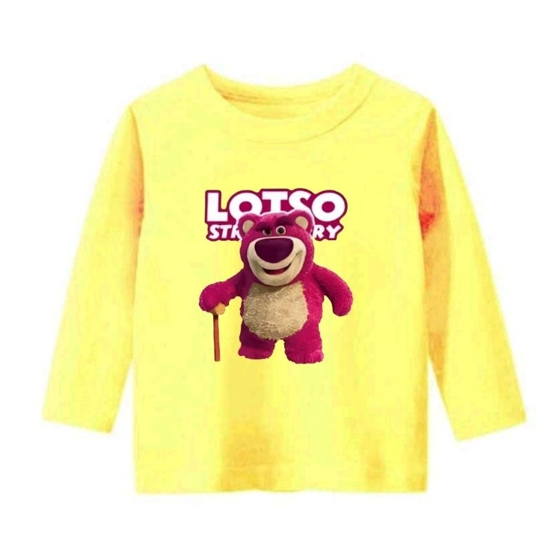 Atasan Kaos anak lengan panjang  usia 1-12 Tahun Pinky bear