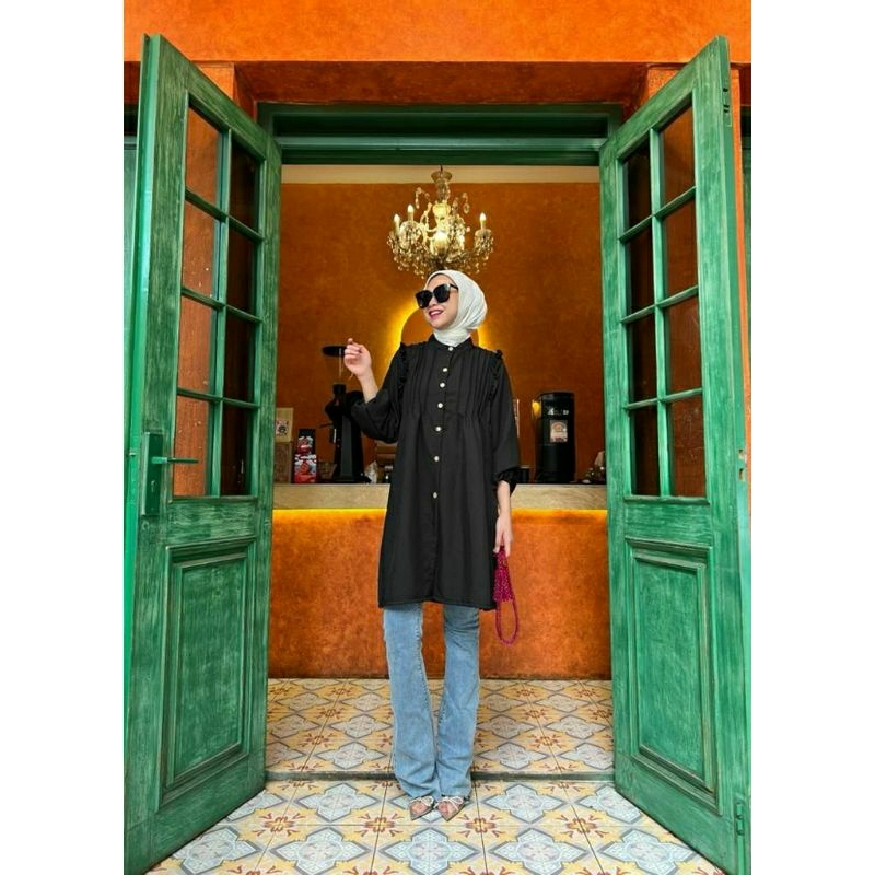 Rafella Tunik, TUNIK POLOS WANITA MODIS CANTIK FIT XXL LD 112 BAHAN CRINCLE AIRFLOW IMPORT KANCING AKTIF BUSUI TERMURAH TERLARIS OOTD KEKINIAN