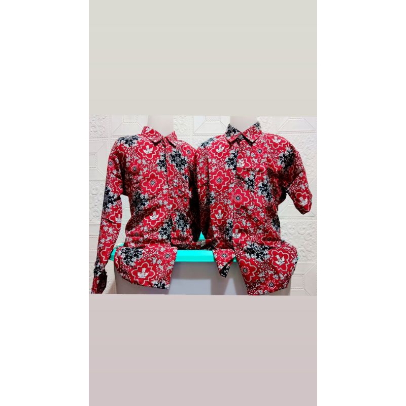 BAJU BATIK SEKOLAH/BATIK PRINTING MERAH/BAJU BATIK TUTWURI MERAH/SERAGAM SEKOLAH