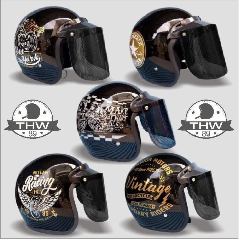 HELM BOGO MOTIF VINTAGE,RACING,MAKE DUST,ALLSTAR,CLASSIC NEWYORK UNTUK DEWASA