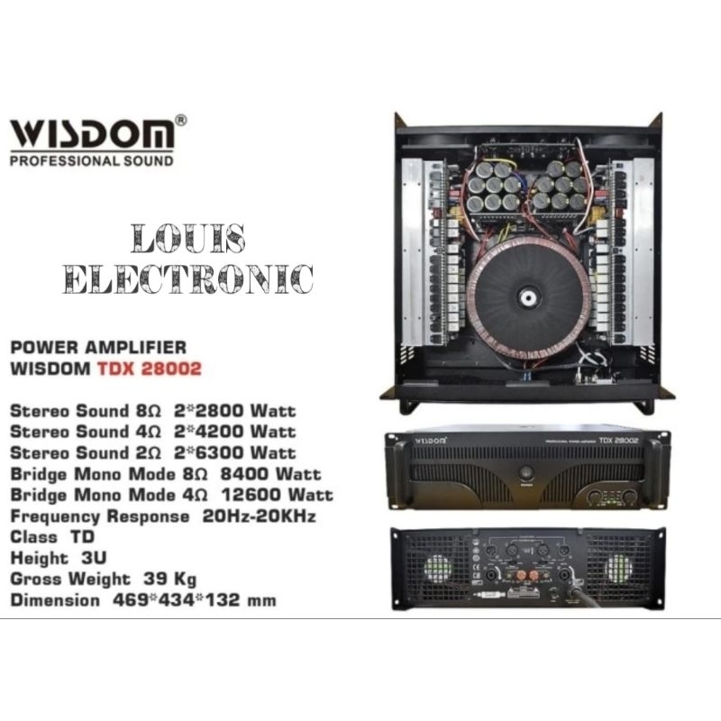 Power Amplifier WISDOM TDX 28002 TDX28002 2 Channel Class TD ORIGINAL