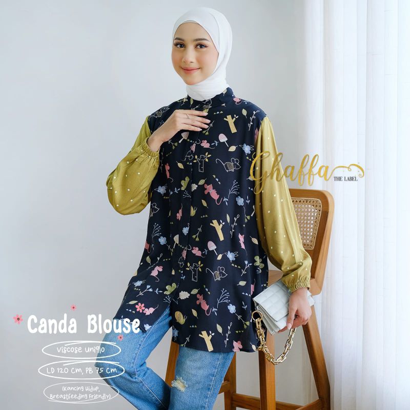 CANDA BLOUSE BY GHAFFA THE LABEL / BLOUSE MOTIF MUSLIMAH / Atasan rayon viscose LD 120