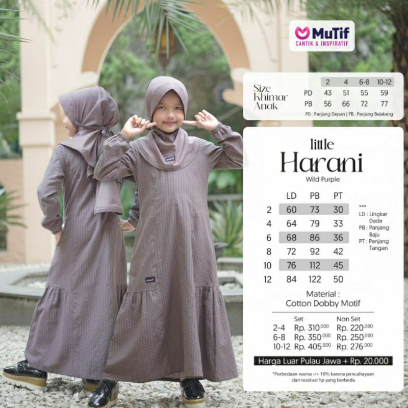 Mutif Sarimbit Harani Wild Purple Mutif Man Hamizan Little Harani Little Hamizan Baju Muslim Gamis Sarimbit Keluarga Family Series Terbaru Ori Lebaran 2023