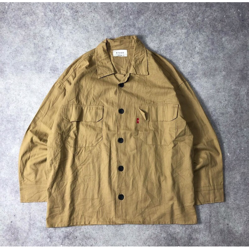 outer basic open colar warna coklat susu