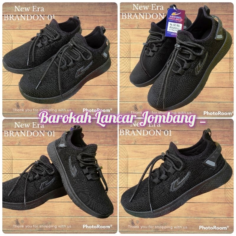 Sepatu sekolah hitam NEW ERA BRANDON TUSCANY SIZE 31/43