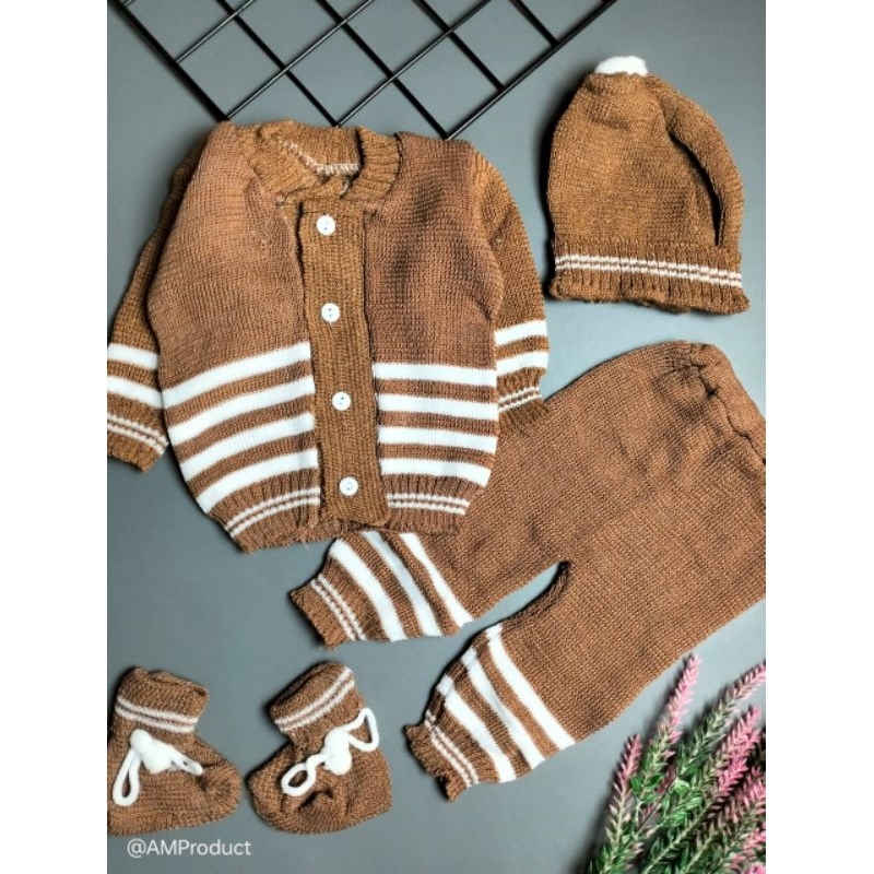 set jaket rajut bayi boss 0-1 bulan