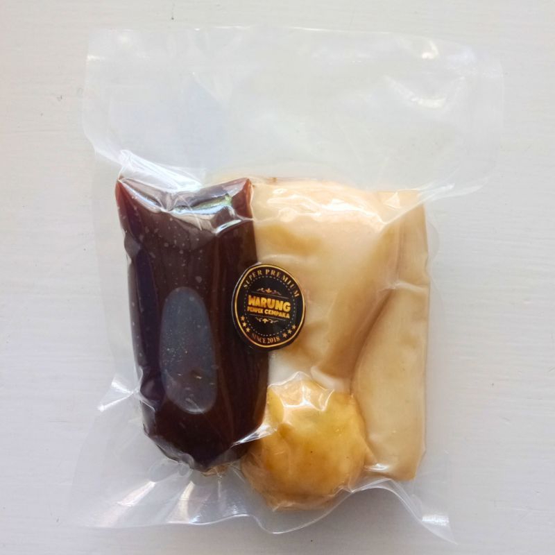 

Pempek Campur isi 4pcs (Selam kecil,Lenjer,Adaan& kulit)