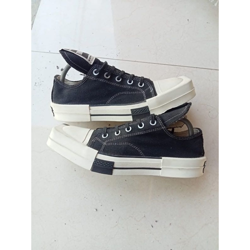 Sepatu secconndbranded Converse x rick owens drkshdw low size 43/28cm mulus