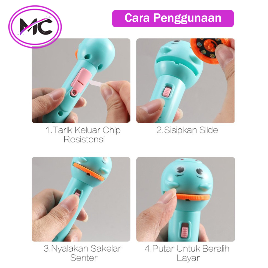 Senter Proyektor Mainan Anak Gambar Karakter Binatang Lampu Fun Flashlight Mainan Edukasi Anak