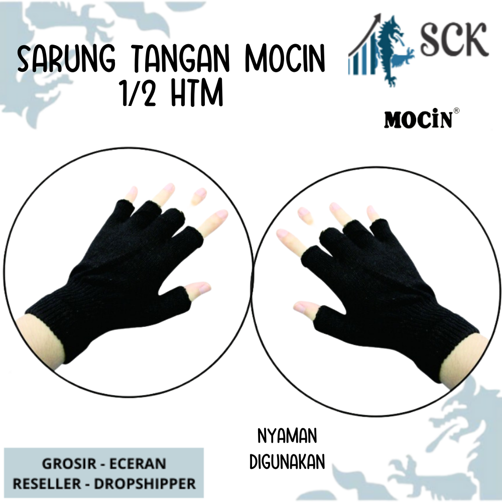 Sarung Tangan MOCIN 1/2 JARI Polos HITAM / Sarung Tangan Perempuan Dewasa Wanita / Perlengkapan Otomotif - sckmenwear GROSIR