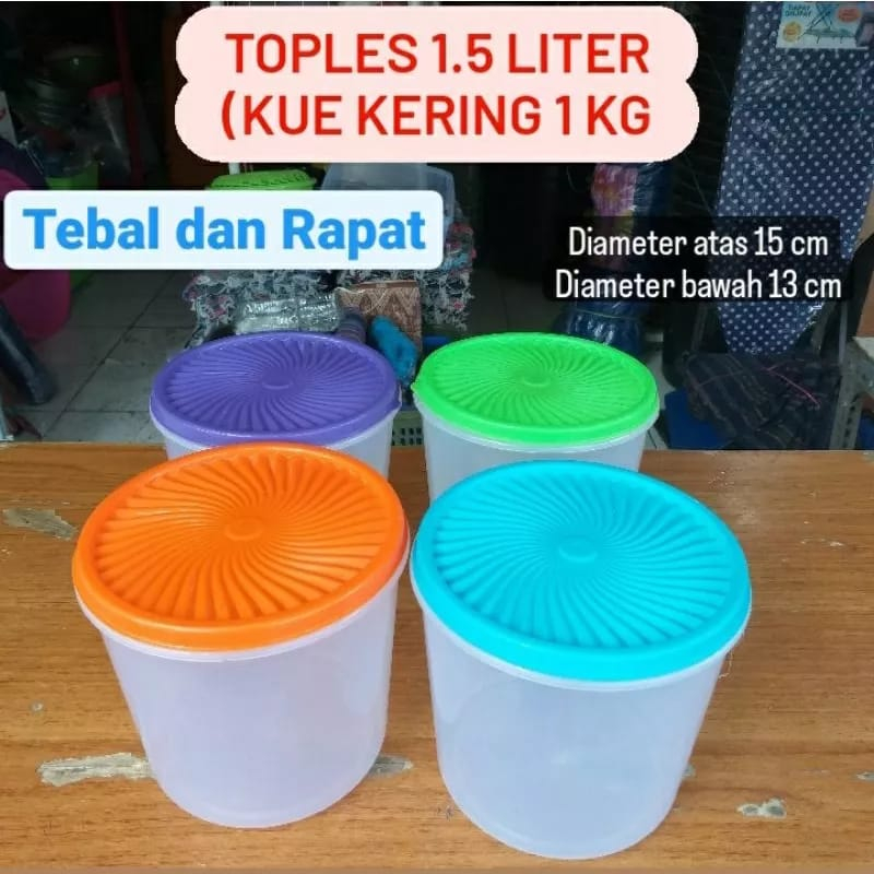 ✨Aneka Jaya Plastik✨ (isi 12) toples 1500 ml / toples kue kering 1 kg / toples kue kacang / gula / s