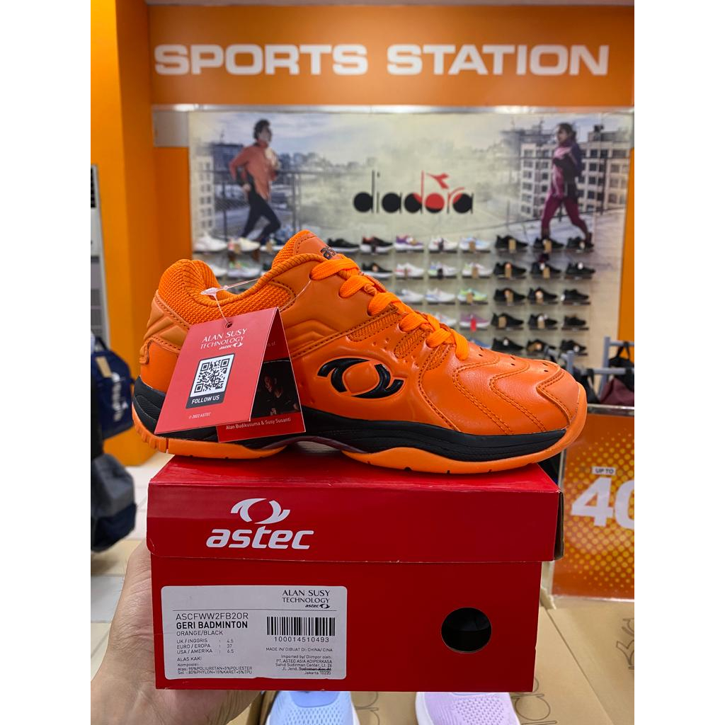 Astec Geri Badminton Orange/Black Bulu tangkis Unisex Shoes Original