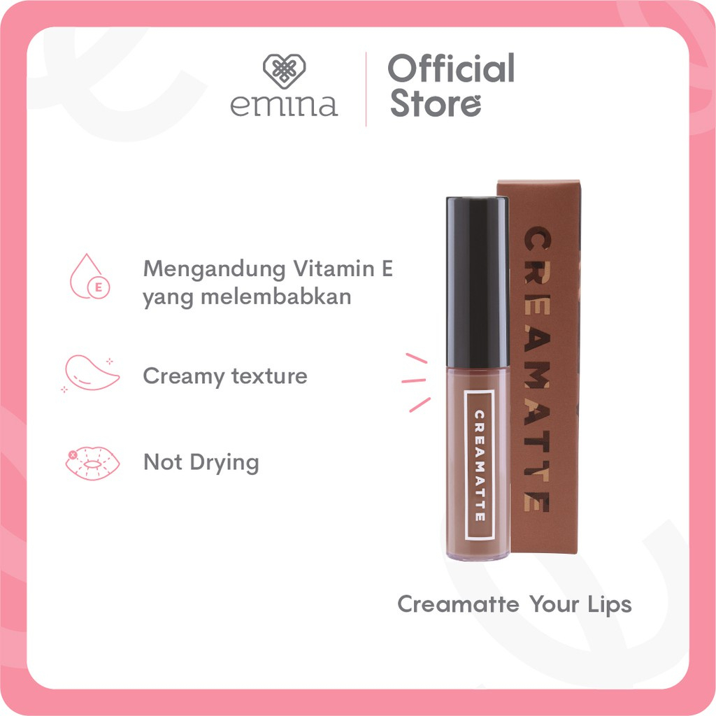 ✨ AKU MURAH ✨ Emina Creamatte 5.5 gr / Matte Lip Cream with Vit E [BPOM]