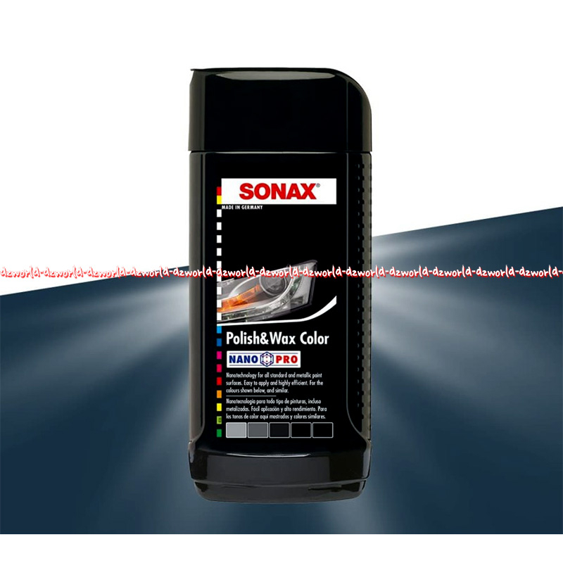 Sonax 250ml Polish &amp; Wax Color Nano Pro Cairan Untuk Menutupi Goresan Baret Halus Cat Mobil Hitam Sonax's Sonak