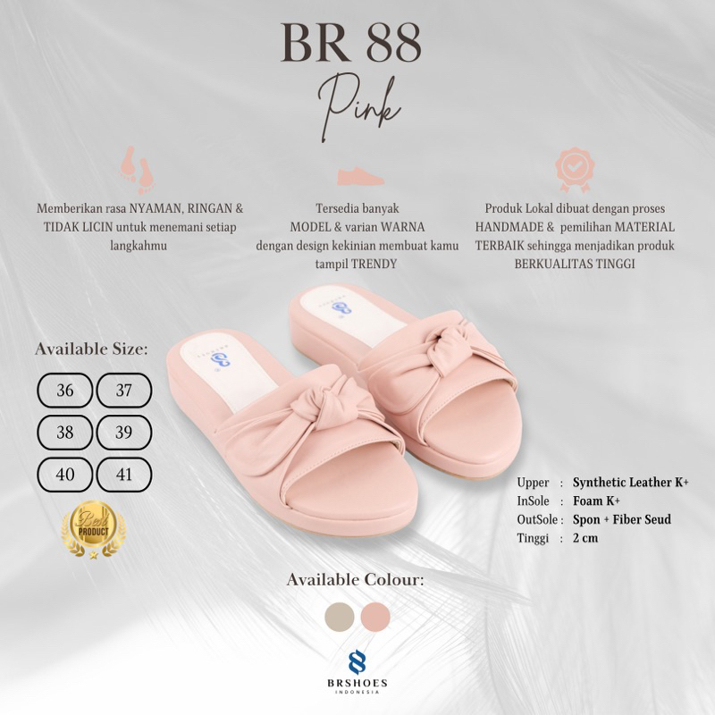 [SIAP KIRIM] BRShoes88 Pink Slip Sandal Flat Wanita