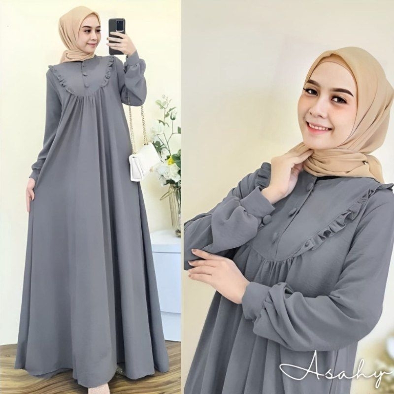 Gamis Maxy Dress Jihan Fashion Muslim Berbahan Crinkle Airflow Premium ZHM