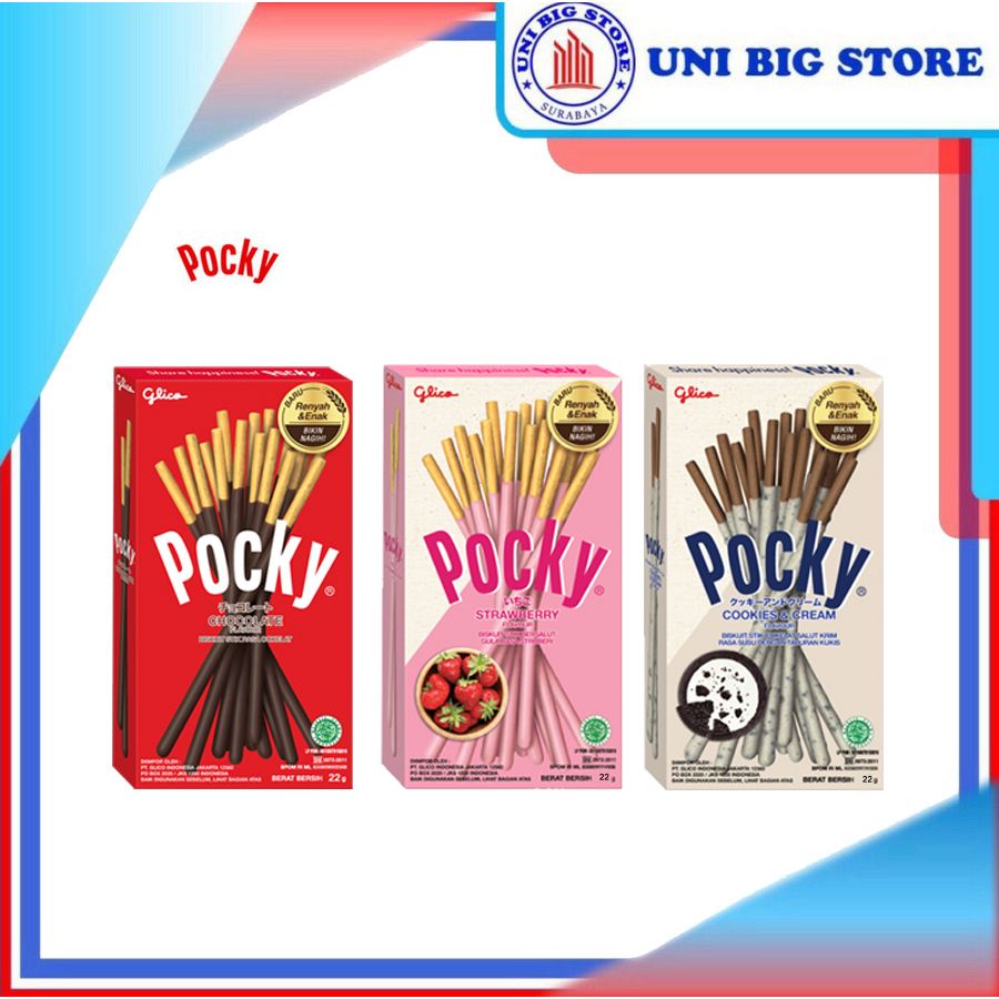 

Glico Pocky Mini Stick Chocolate Strawberry Cookies Cream 22 gr