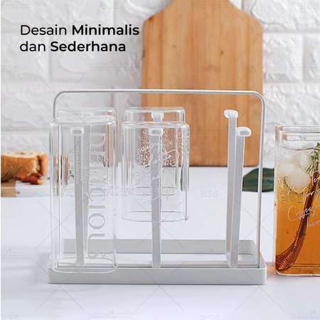 UG Rak Gelas Minimalis Tempat Cangkir Rak Dapur Organizer Cup Holder 6 Slot