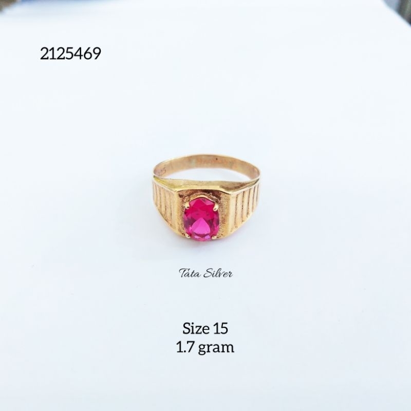 Cincin pria Wanita Model Akik Batu Ungu Perak Lapis Emas No 15 (925 Sterling Silver Gold Plated) 212