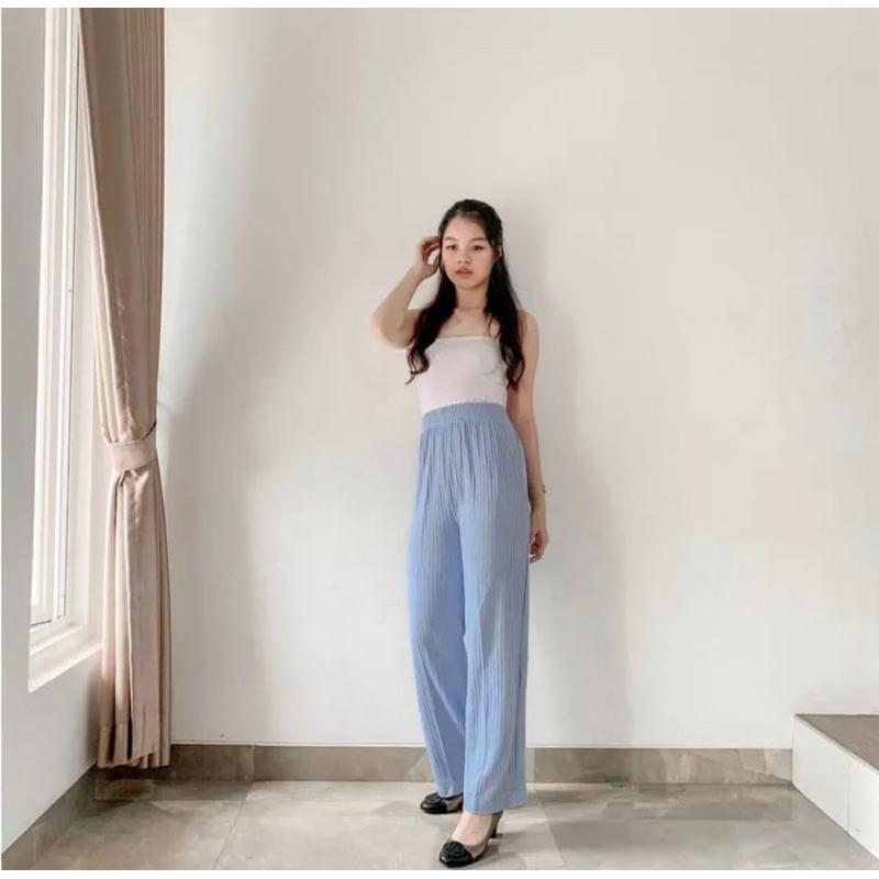 Celana Kulot Knit Premium Murah Berkualitas Kulot Knit Hornet Premium - Long Cullote Meera Pants - Korean Loose Pants Trousers Wanita - Loungewear - Celana Kulot Jumbo XXL XXXL Perempuan Murah Berkualitas