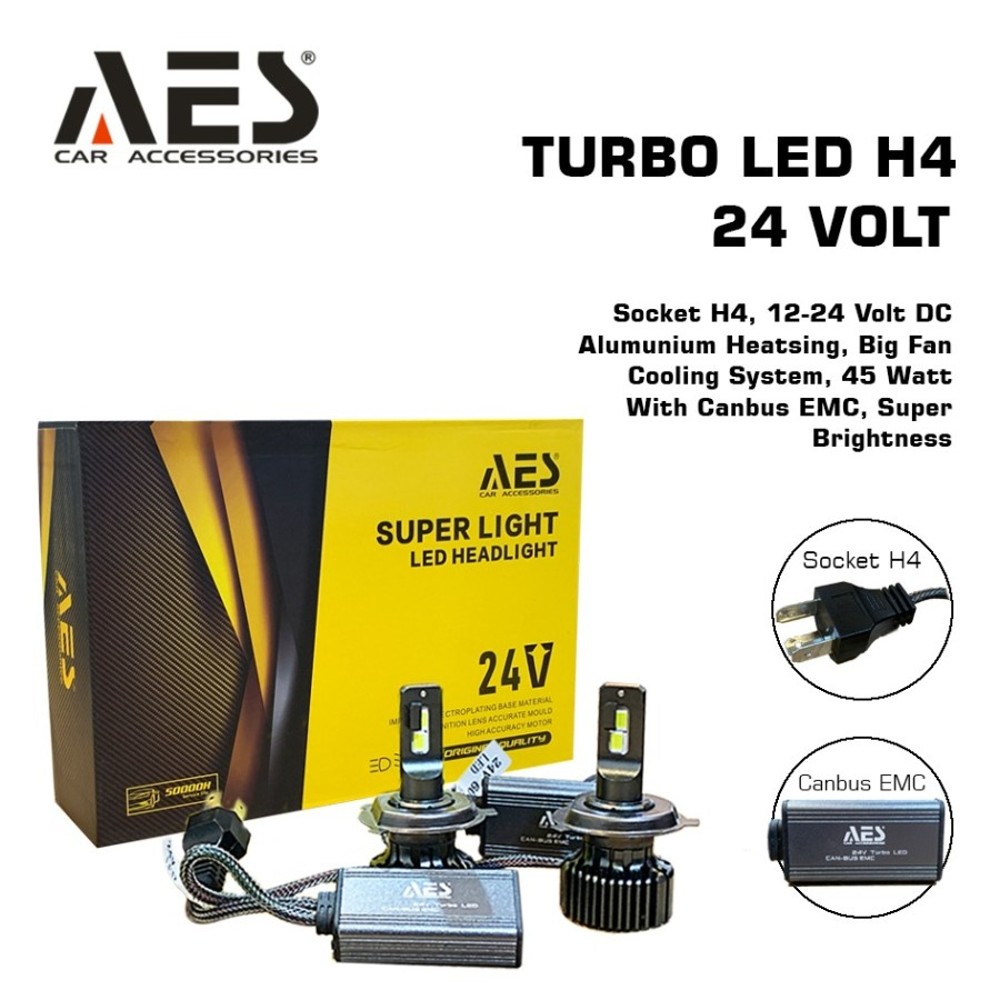 LAMPU LED H4 FOGLAMP HEADLAMP MOBIL 12-24V TURBO LED AES H4