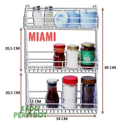 Rak Gantung Kawat MIAMI-Rak Bumbu 3 Susun-Rak Gantung Serbaguna