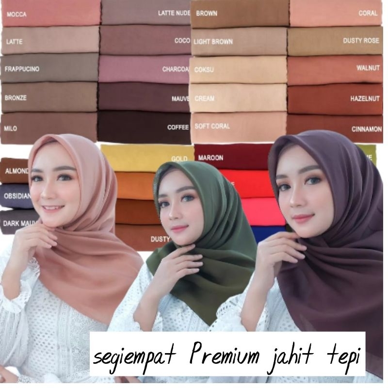 OWREEY - Hijab Segi Empat Poly cotton El Royal Premium Anti letoy / bella square Jahit Pinggir Rapih